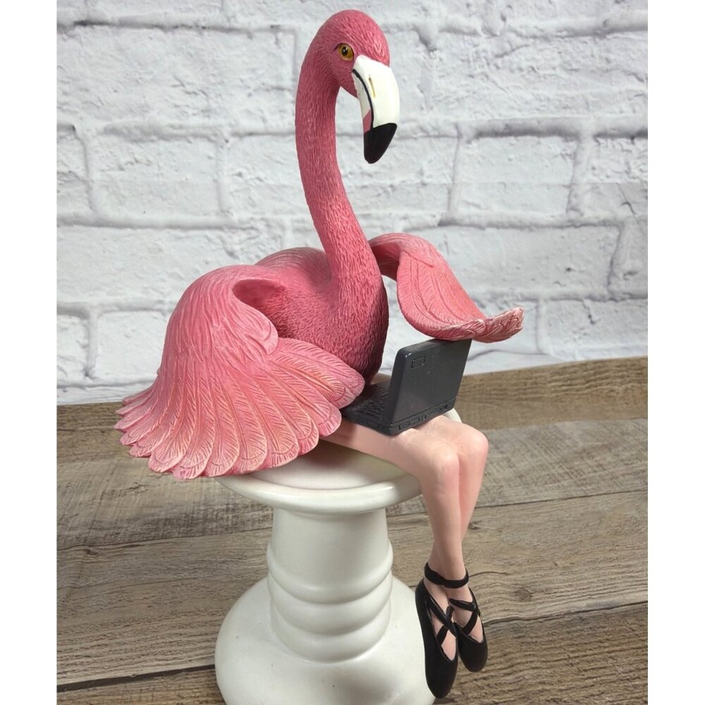 Sitting Exec Office Ballet Dancer Pink Flamingo Ballerina Shelf Sitter Laptop - Picture 14 of 14